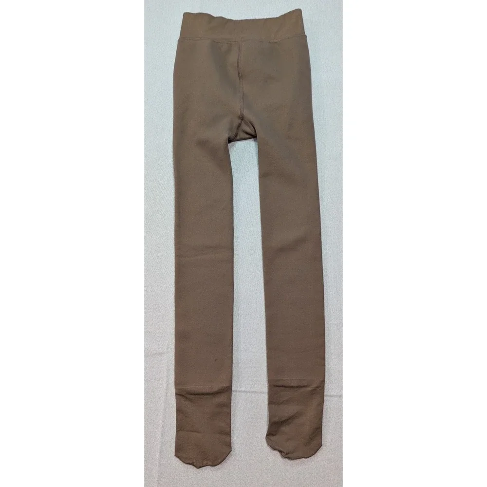 Fleece Lined Tights Womens One Size Brown Excellent Footed Leggings